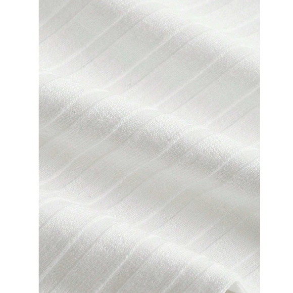 Deep V Neck Long Sleeve Rib-knit White Crop Top - Picture 11 of 12